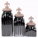 40074BLACK - SQUARE MEDIUM BLACK CANISTER SET / W COPPER FDL LIDS